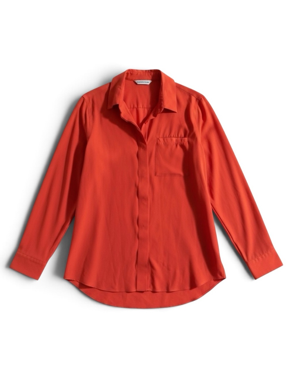 Athleta Button Down Shirt Relaxed Fit Blouse Breathable Stretch Top Orange Small